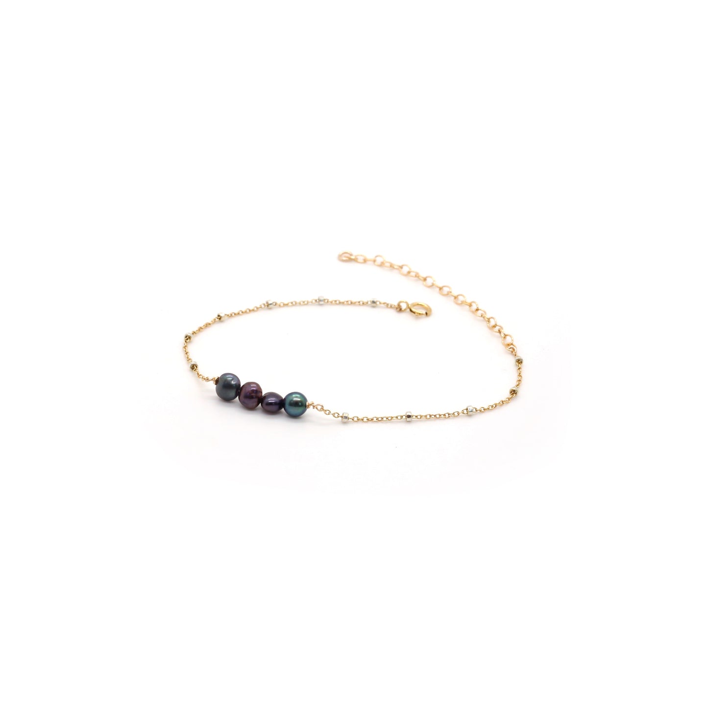 Odette Freshwater Pearl Bead Bracelet in Black & Gold | Arva.co