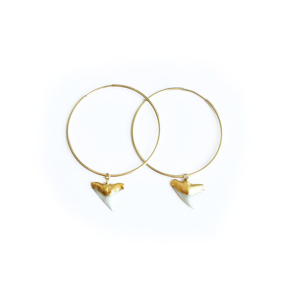Hoop Earrings Gold Shark Tooth Earrings Shark Tooth Hoop Earrings